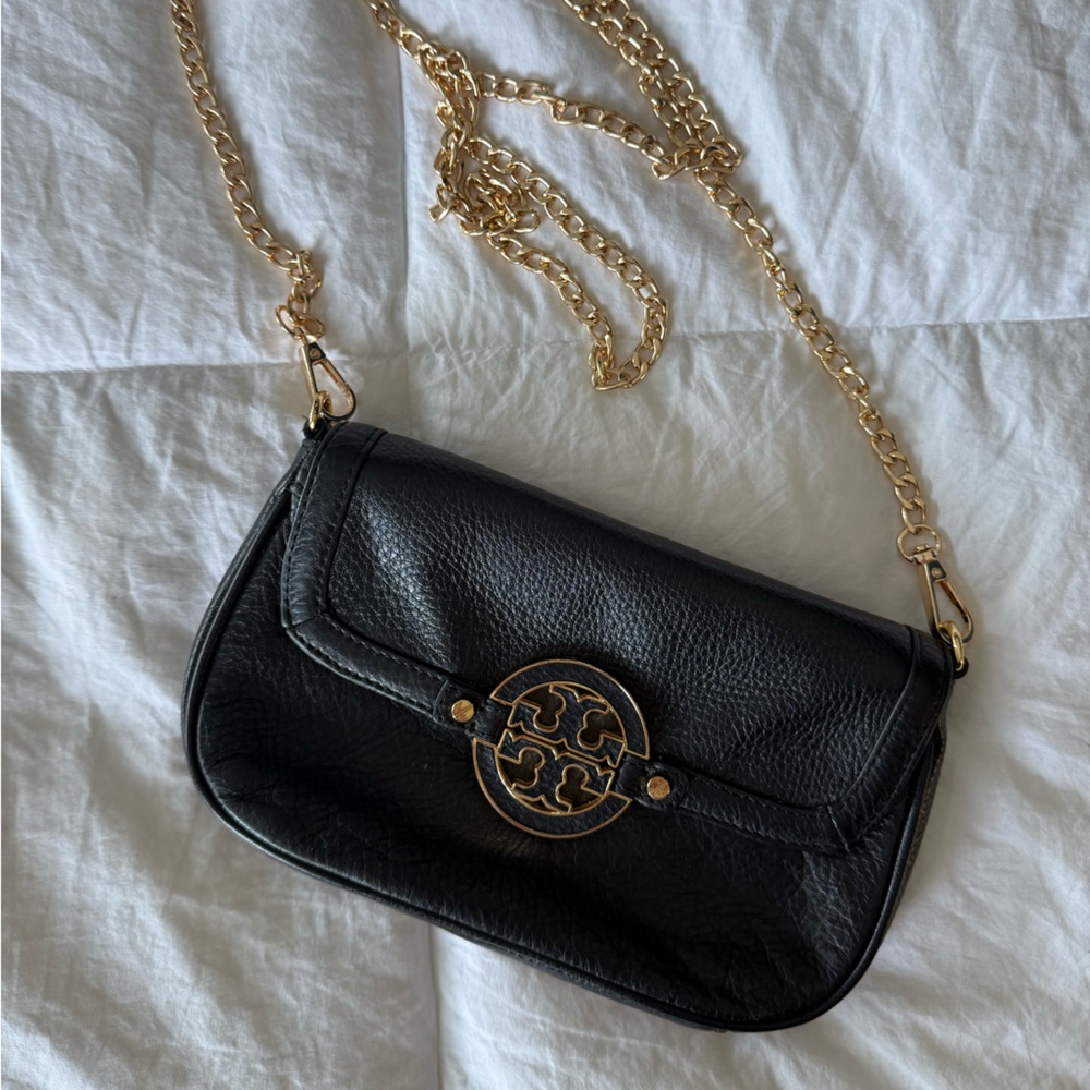 Tory Burch Black Crossbody Bag with Gold Chain